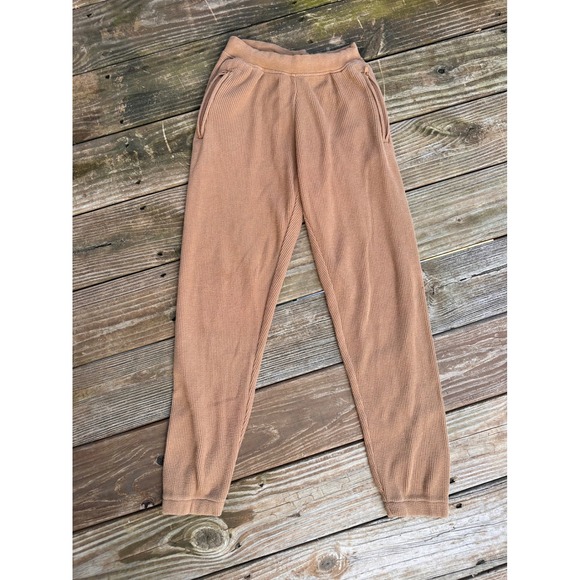 SKIMS Pants - Skims Waffle Jogger Ochre Brown Textured Knit Lounge Pants Womens XS